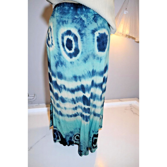 Pink Apple Blue Tie-Dye Boho Skirt – Size L – Embroidered & Sequin Detail Festiv - Picture 9 of 14